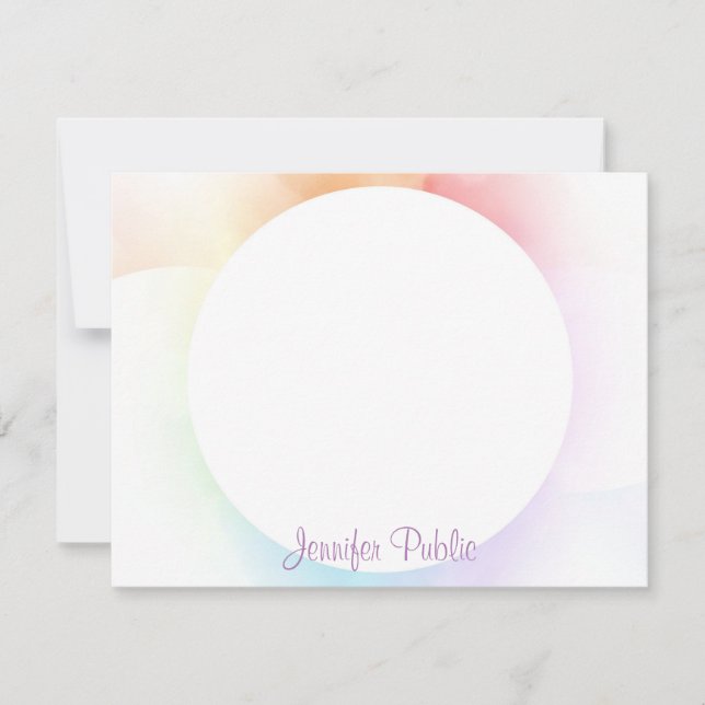 Watercolor Modern Template Handwriting Script Chic Mitteilungskarte (Vorderseite)