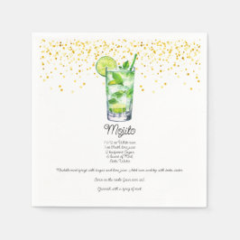Watercolor Mojito Custom Drink Recipe Serviette