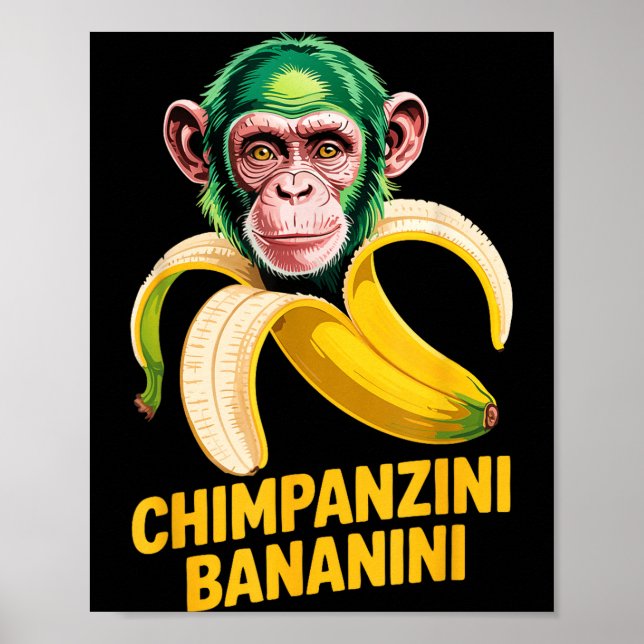 Watercolor Monkey Meme Italian Brainrot Chimpanzin Poster (Vorne)