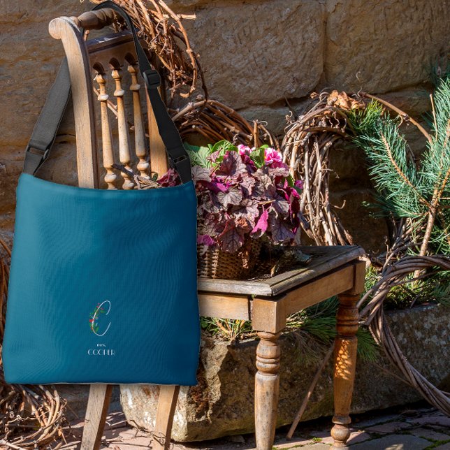 Watercolor Monogramm Buchstabe C dunkelblau Tragetaschen Mit Langen Trägern (Von Creator hochgeladen)