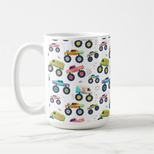 Watercolor Monster Car Trucks kids Kaffeetasse (Links)