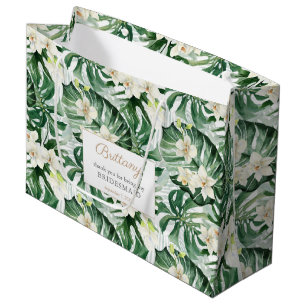 Watercolor Monstera Blätter Bridesmaids Vielen Dan Große Geschenktüte