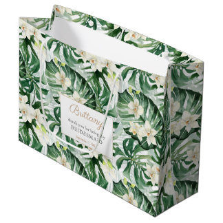 Watercolor Monstera Blätter Bridesmaids Vielen Dan Große Geschenktüte