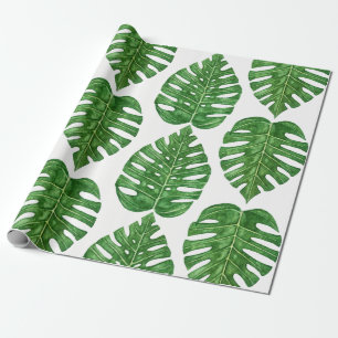 Watercolor Monstera Blätter Geschenkpapier