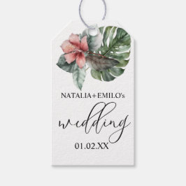 Watercolor Monstera Leaf Floral Wedding Geschenkanhänger