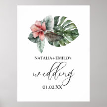 Watercolor Monstera Leaf Floral Wedding