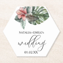 Watercolor Monstera Leaf Floral Wedding