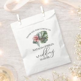 Watercolor Monstera Leaf Floral Wedding Vielen Dan Geschenktütchen