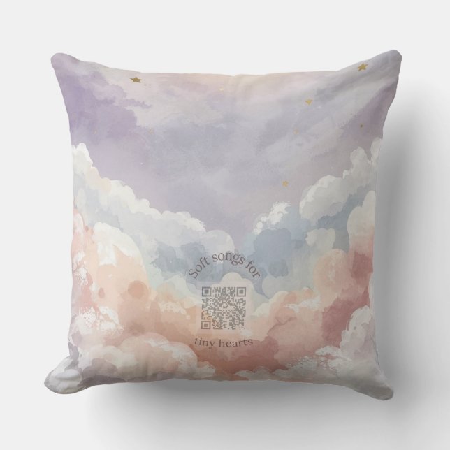 Watercolor Moon & Cloud Nursery Pillow | Music Kissen (Vorderseite)
