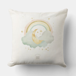Watercolor Moon & Rainbow Nursery Pillow | Mint Kissen