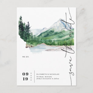 Watercolor Mountain Montana Karte Save the Date