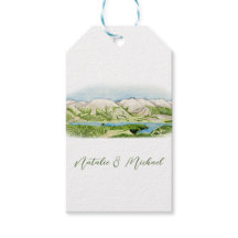 Watercolor Mountain Scene Gift Tag