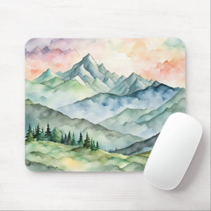 Watercolor Mountain Scene Mousepad