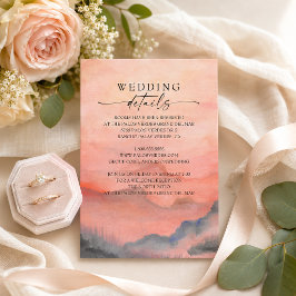 Watercolor Mountain Sunset Rustic Wedding Details Begleitkarte