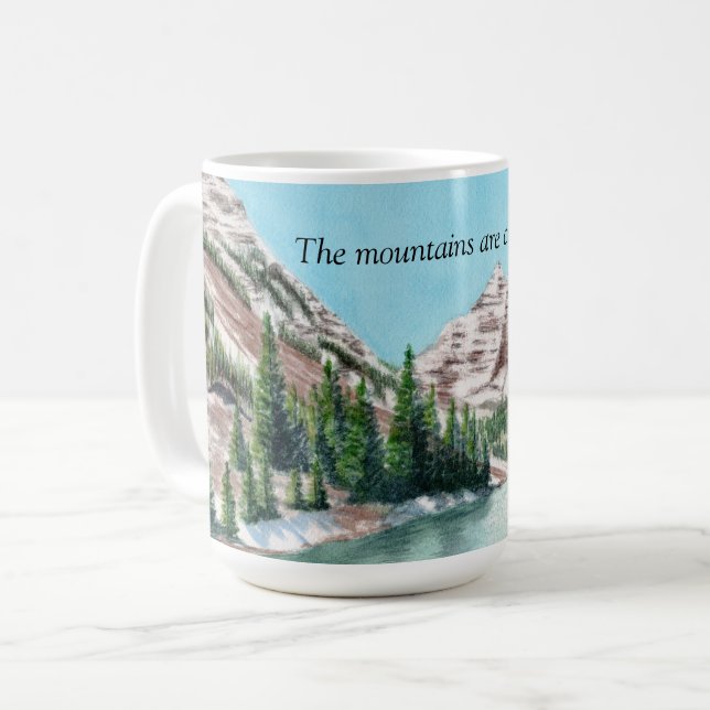 Watercolor mountains, Colorado coffee mug 11 oz Kaffeetasse (Vorderseite Links)