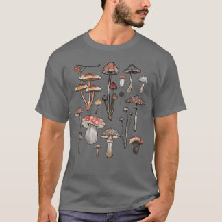 Watercolor Mushrooms Fungi Cottagecore Goblincore T-Shirt