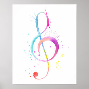 Watercolor-Musiknote-Druck Poster