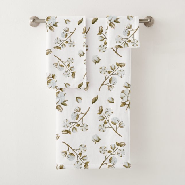 Watercolor-Muster aus weißem Baumwollbolzen Badhandtuch Set (Insitu)