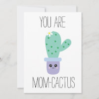 Watercolor Mütter Day Funny Kawaii Cactus Cards