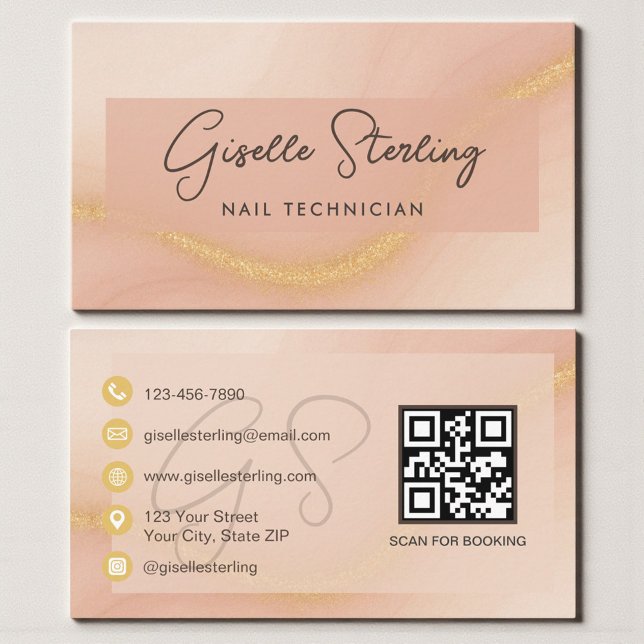 Watercolor-Nageltechniker-QR-Code Visitenkarte (Von Creator hochgeladen)