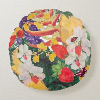 WAtercolor nahtlose tropische Muster mit exotische Rundes Kissen