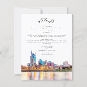 Watercolor Nashville Skyline Wedding Details Card Einladung