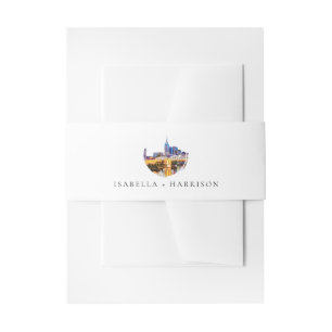 Watercolor Nashville Skyline Wedding  Einladungsbanderole
