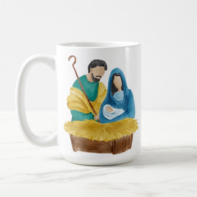 Watercolor Nativity Scene Kaffeetasse (Links)