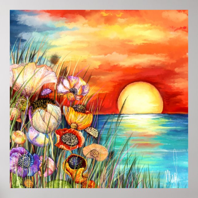 Watercolor Nature Sunrise Poster (Vorne)