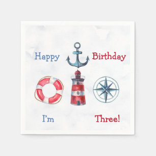 Watercolor Nautical Boys Geburtstagsparty Serviette