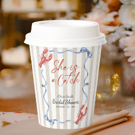 Watercolor Nautical She's a Catch Bridal Shower Pappbecher