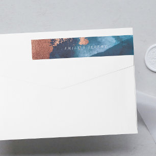 Watercolor Navy Blue Moody Rose Gold Wedding