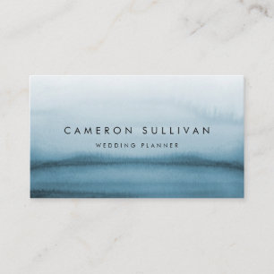Watercolor Navy Blue Ombre Modern Visitenkarte