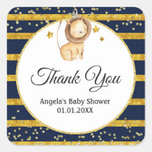 Watercolor Navy Gold Lion Dankeschön Karte