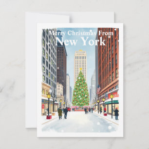 Watercolor New York City Christmas Travel Postkarte