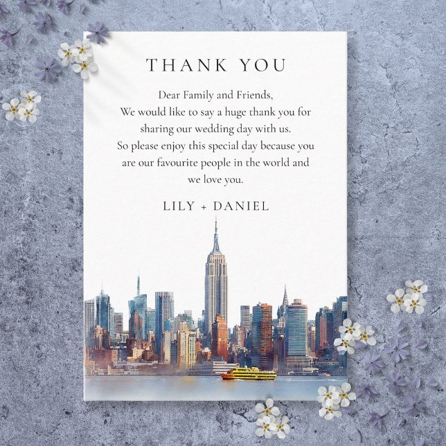 Watercolor New York City Wedding Vielen Dank Platzkarte (Watercolor New York City Wedding Thank You Place Card)