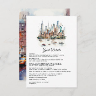 Watercolor New York Wedding Guest Details Begleitkarte