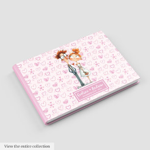 Watercolor Newlyweds Quirky Wedding Gäestbook Gästebuch