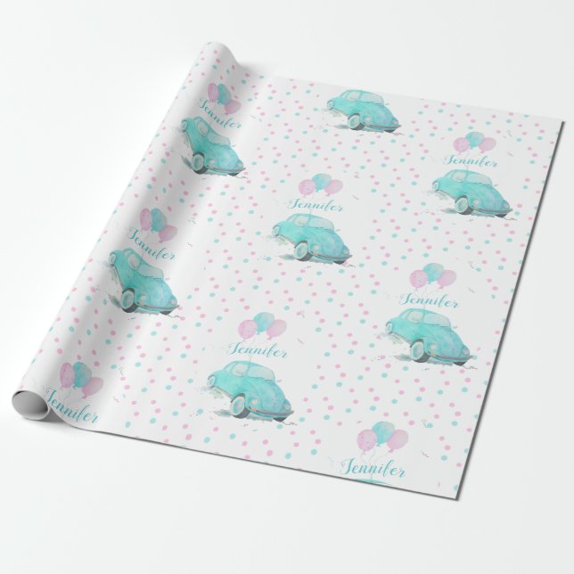 Watercolor Niedlich Car Baby Duschpapier Geschenkpapier (Ungerollt)