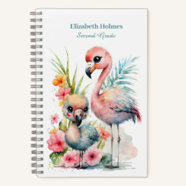Watercolor Niedlich Flamingos Spiral Notebook Notizbuch