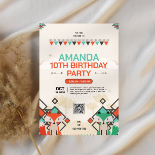 Watercolor Niedlich Fox Geburtstag Einladung