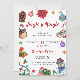 Watercolor Niedlich Jingle & Mingle Party Einladung