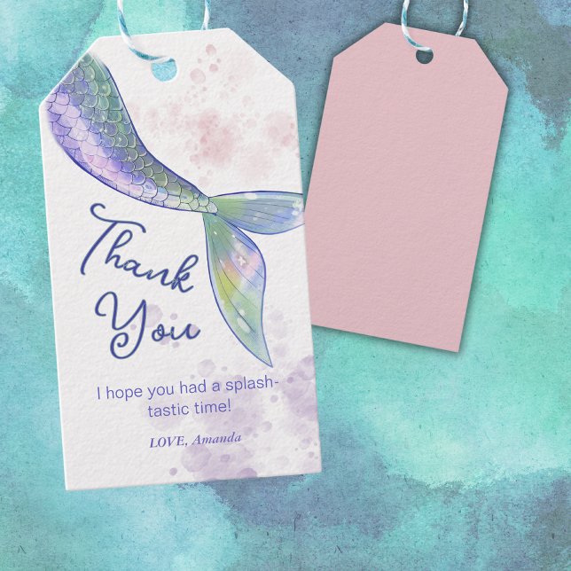 Watercolor Niedlich Mermaid Schwanz Vielen Dank Geschenkanhänger (Von Creator hochgeladen)