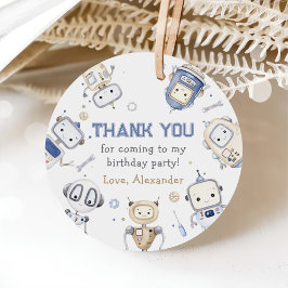 Watercolor Niedlich Robot Kindergeburtstag Party Geschenkanhänger