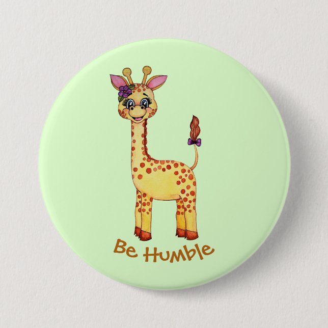 Watercolor-niedliche Baby-Giraffe Button (Vorderseite)