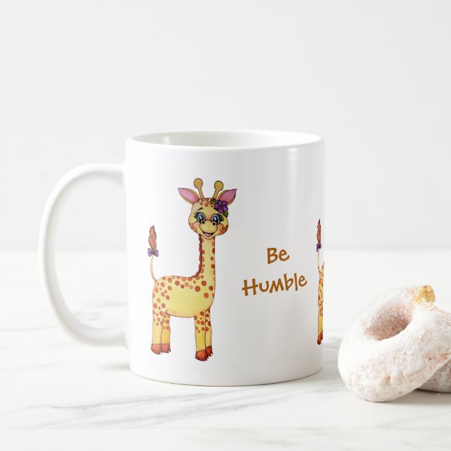 Watercolor-niedliche Baby-Giraffe Kaffeetasse (Mit Donut)