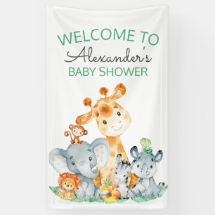 Watercolor-niedliche Safari-Dschungel-Baby-Dusche Banner