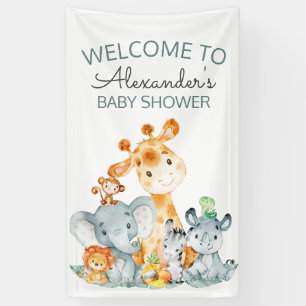 Watercolor-niedliche Safari-Dschungel-Baby-Dusche Banner