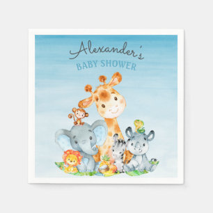Watercolor-niedliche Safari-Dschungel-Baby-Dusche Serviette