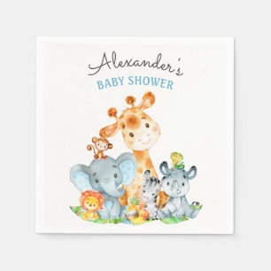 Watercolor-niedliche Safari-Dschungel-Baby-Dusche Serviette